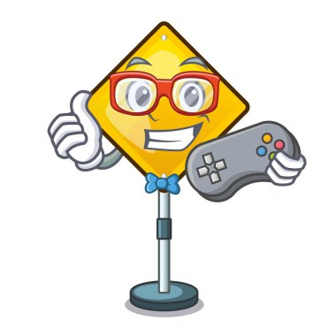 Oyun tehlike uyarı dikkat işareti sahaped çizgi film vektör çizim