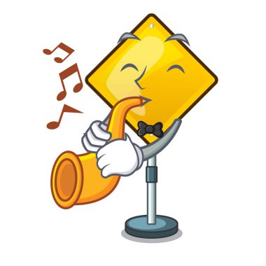 Tehlike uyarı dikkat işareti sahaped çizgi film vektör çizim ile trompet