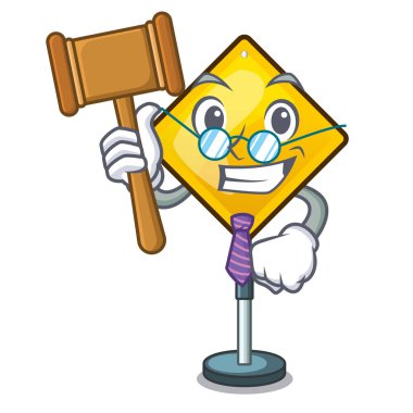 Yargıç uyarı işareti ünlem işareti maskot vektör çizim ile