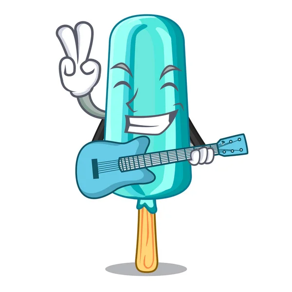 Con Guitarra Helado Forma Ilustración Vector Dibujos Animados Palo — Vector de stock
