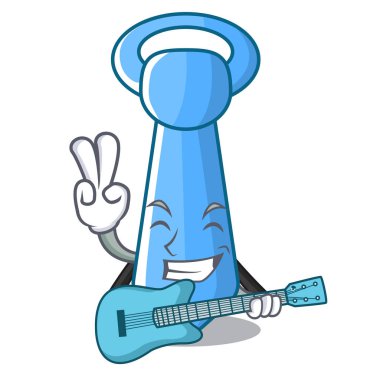 Guitar şeritli erkek kravat simgesinde karikatür vektör çizim ile