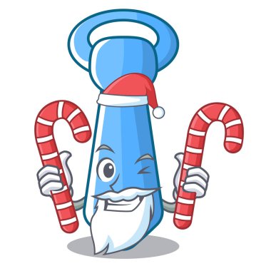 Güzel kravat maskot vektör çizim üzerinde şeklinde şeker ile Noel Baba