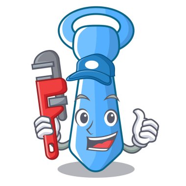 Tesisatçı güzel kravat şeklinde maskot vektör çizim üzerinde