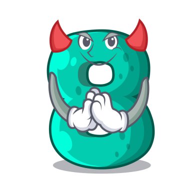 Şeytan ile karikatür vektör çizim şeklinde yapılan sekiz numara