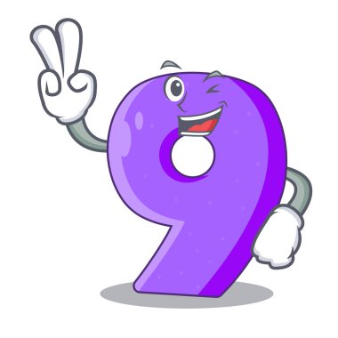 İki parmak 9 atletizm şekilli karakter illüstrasyon vektör