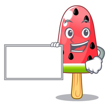 Yönetim Kurulu yaz karpuz ile buz karikatür vektör çizim şeklinde.