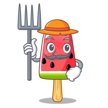 Çizgi film vektör çizim çiftçi yaz karpuz buz şeklinde