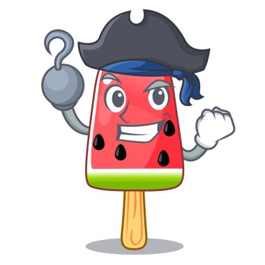 Çizgi film vektör çizim korsan yaz karpuz buz şeklinde