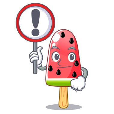 İşareti yaz karpuz ile buz karikatür vektör çizim şeklinde.