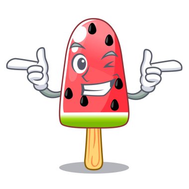 Wink karpuz dondurma ahşap karakter vektör çizim şeklinde