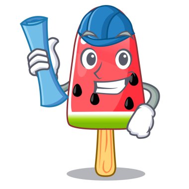 Mimar karpuz dondurma ahşap karakter vektör çizim şeklinde