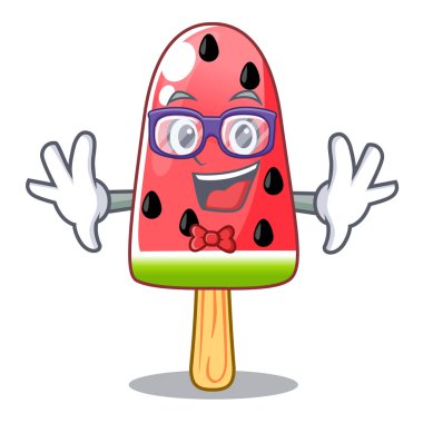 Geek karpuz dondurma ahşap karakter vektör çizim şeklinde