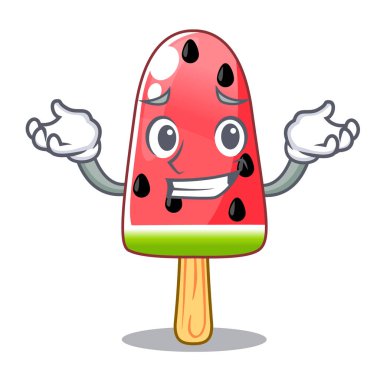 Sırıtan karpuz dondurma ahşap karakter vektör çizim şeklinde