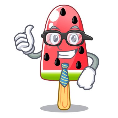 İşadamı karpuz dondurma ahşap karakter vektör çizim şeklinde