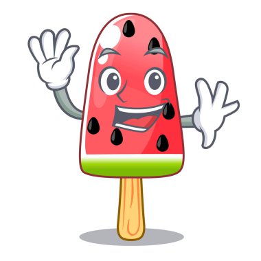 Karpuz dondurma sallayarak şeklinde ahşap karakter vektör çizim