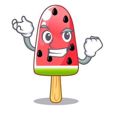 Başarılı karpuz dondurma ahşap karakter vektör çizim şeklinde