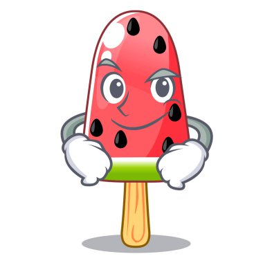 Ahşap karakter vektör çizim Smirking karpuz dondurma şekilli