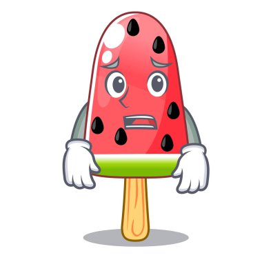 Vektör çizim şeklinde korkuyor kırmızı karpuz dondurma çizgi film