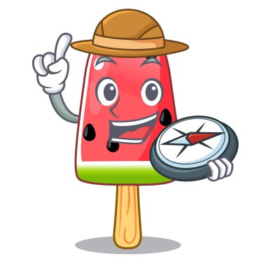 Vektör çizim Gezgini kırmızı karpuz dondurma karikatür şeklinde