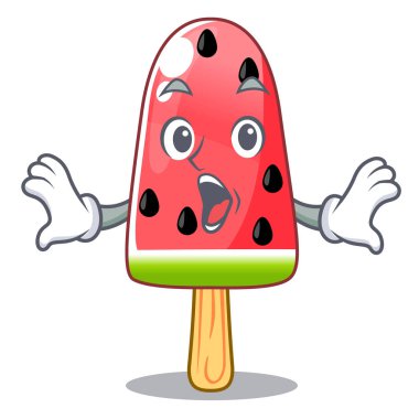 Vektör çizim şeklinde sürpriz kırmızı karpuz dondurma çizgi film