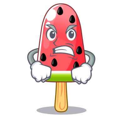 Vektör çizim öfkeli kırmızı karpuz dondurma karikatür şeklinde