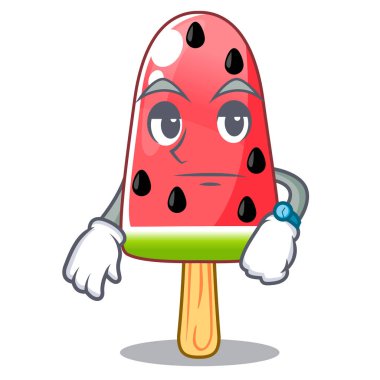 Dondurma karpuz şekil maskot vektör çizim üzerinde bekleyen