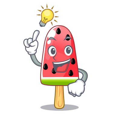 Şekil maskot vektör çizim üzerinde bir fikir dondurma karpuz var