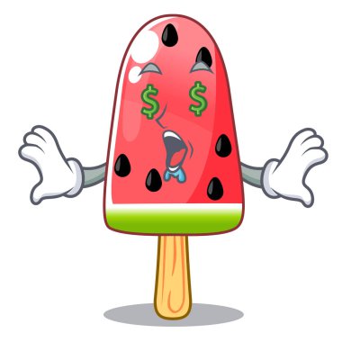 Para göz şekli maskot vektör çizim üzerinde dondurma karpuz