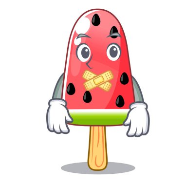 Sessiz dondurma karpuz şekil maskot vektör çizim üzerinde