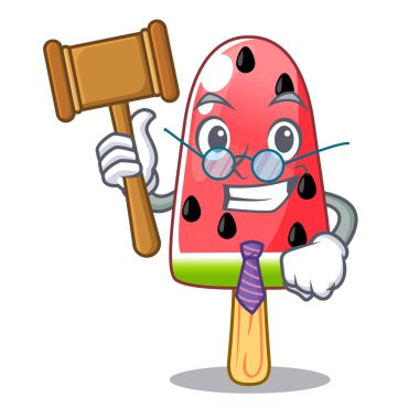 Yargıç dondurma karpuz şekil maskot vektör çizim üzerinde