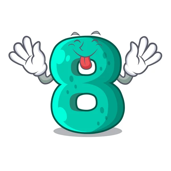 Língua Fora Logotipo Número Oito Volume Ilustração Vetor Mascote — Vetor de Stock
