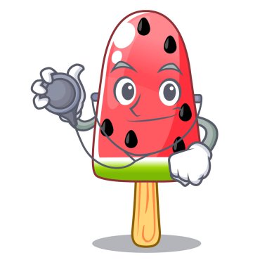 Çizgi film vektör çizim Doktor yaz karpuz buz şeklinde