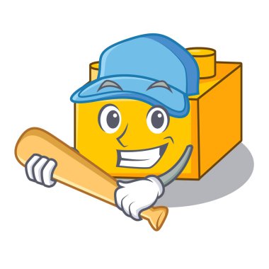 Beyzbol plastik yapı taşları karikatür oyuncak vektör çizim üzerinde oynama