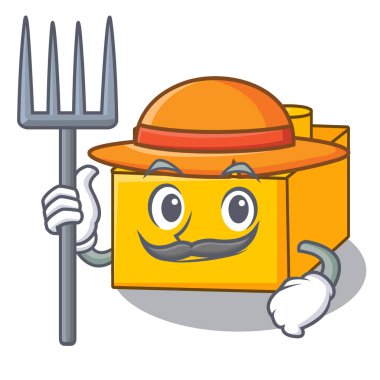 Çiftçi plastik yapı taşları karikatür oyuncak vektör çizim