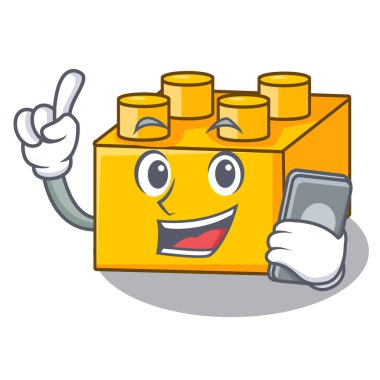 Oyuncak vektör çizim ile telefon plastik yapı taşları karikatür