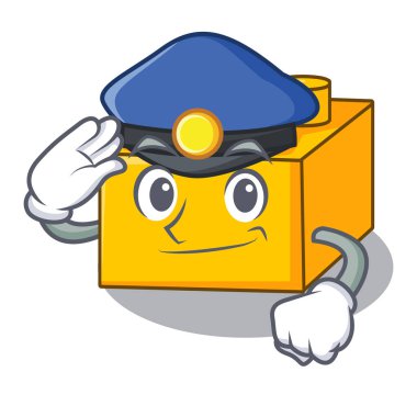 Polis plastik yapı taşları karikatür oyuncak vektör çizim