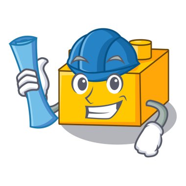 Oyuncak İnşaat karakter vektör çizim üzerinde şekilli plastik mimar