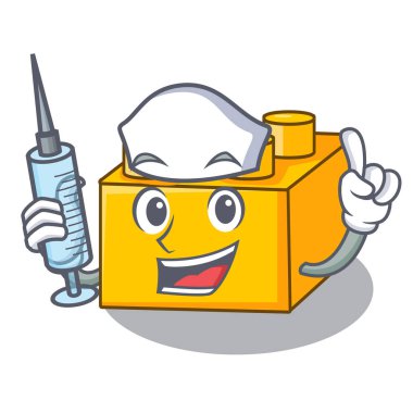 Hemşire plastik oyuncak inşaat karakter vektör çizim üzerinde şeklinde