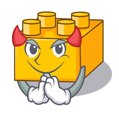 Şeytan yapı taşları tyos göl kenarında karikatür vektör çizim