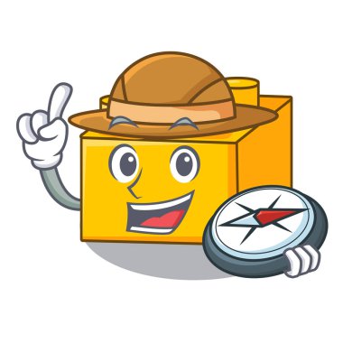 Explorer yapı taşları tyos göl kenarında karikatür vektör çizim