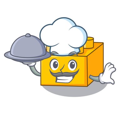 Chef with food building Blocks tyos Isolated on cartoon vector illustration clipart