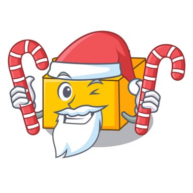 Santa tyos maskot vevtor illüstrasyon şeklinde bina şeker plastik