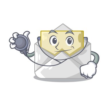 Doktor açılabilir ve çizgi film vektör çizim şeklinde zarf kapalı