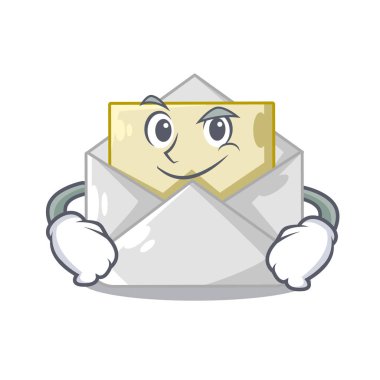 Açık zarf posterler karakter vektör çizim üzerinde tebrik sırıtıyor