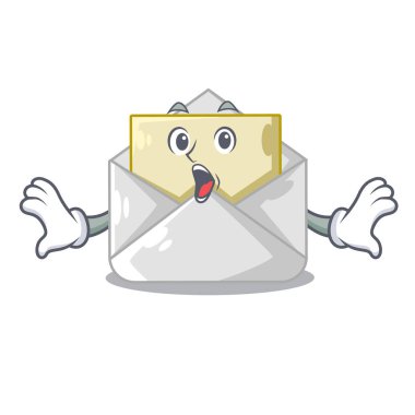 Çizgi film şekil boş vektör çizim üzerinde sürpriz açık zarf