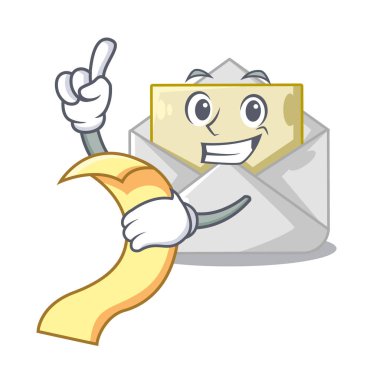 Zarfın üzerinde çizgi film şekil boş vektör çizim ile menüsünü açın