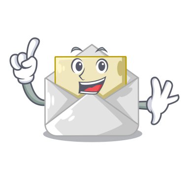 Parmak zarf şekli beyaz maskot vektör çizim açıldı