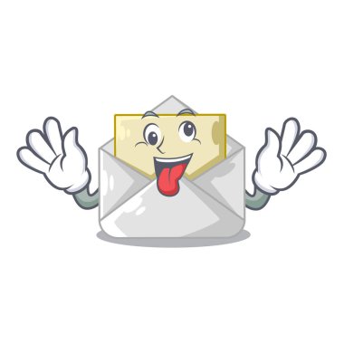 Deli zarf şekli beyaz maskot vektör çizim açıldı