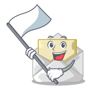 Bayrak zarf şekli beyaz maskot vektör çizim açıldı