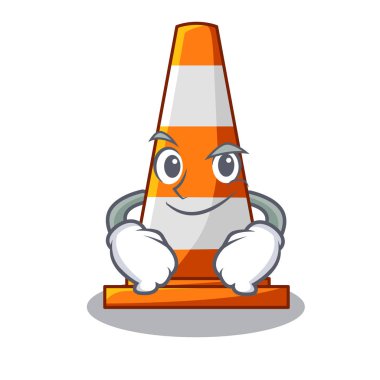 Çizgi film vektör çizim içinde Made üzerinde Smirking trafik koni